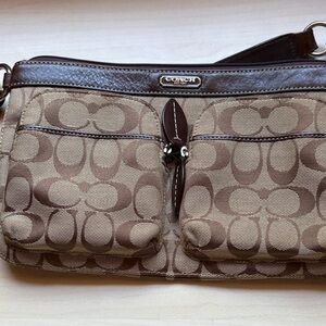 Coach Tan and Brown Signature Crossbody Bag